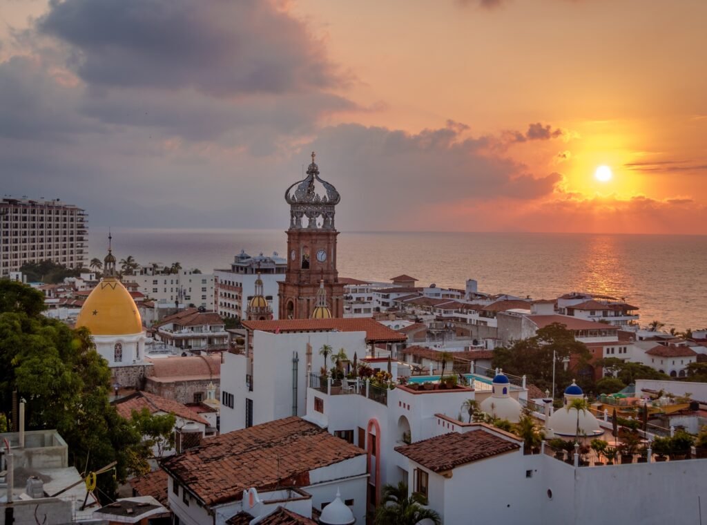 Downtown Puerto Vallarta at sunset Puerto Vallarta Jalisco Mexico